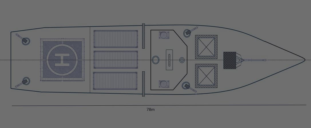 DEEPDOCK FCSS-L large variant — 78m unmanned surface combatant with helideck
